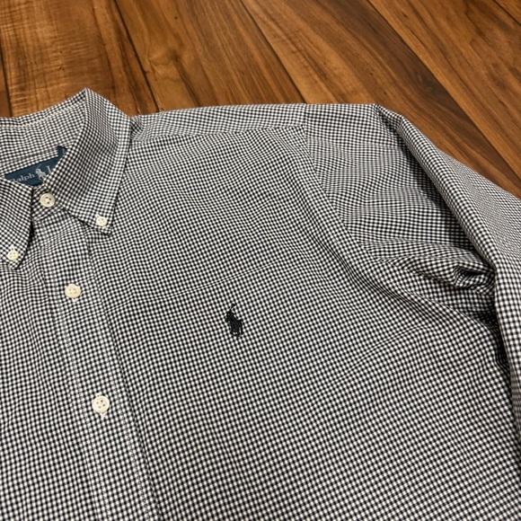 Vtg Ralph Lauren Long Sleeve Button Down Oxford Shirt Black Gingham Men Medium - Picture 3 of 14